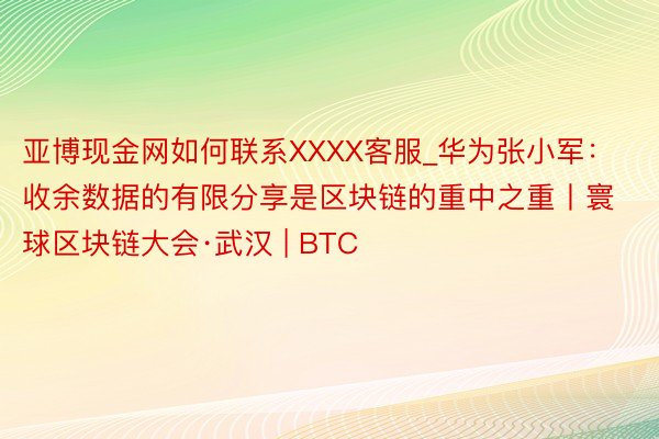亚博现金网如何联系XXXX客服_华为张小军：收余数据的有限分享是区块链的重中之重丨寰球区块链大会·武汉 | BTC